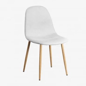 Cadeira De Jantar Estofada Glamm Madeira Natural & Tecido Branco Quebrado - Sklum
