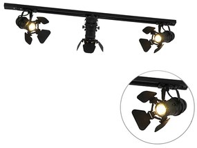 LED Sistema de calhas inteligente preto 3 luzes incl. Wi-Fi GU10 - Movie Moderno