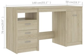 Secretária Hommy de 140cm - Carvalho - Design Moderno