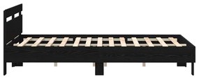 Estrutura de Cama Preta Carvalho Preto Madeira 140 x 190 cm