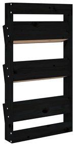 Floreira parede c/ 3 caixas 60x18,5x110cm pinho maciço preto
