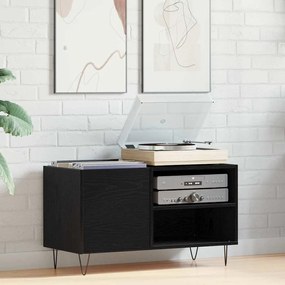 vidaXL Armário para discos de vinil Carvalho preto 85 x 38 x 48 cm