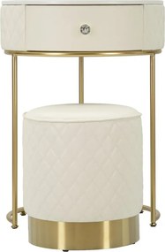 Toucador ALTA COM BANCO SHARON Ø 52X70 - Ø 36X39 CM BRANCO E DOURADO