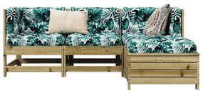 4 pcs conjunto sofás de jardim madeira de pinho impregnada