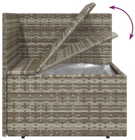3 pcs conjunto lounge de jardim c/ almofadões vime PE cinzento
