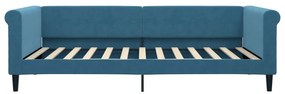 Sofá-cama com gavetão 100x200 cm veludo azul