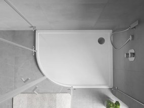 Mexen Flow base de duche semicircular assimétrica slim direita 100 x 80 cm, branco brilhante - 46Q108010R