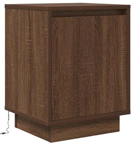 Mesas cabeceira c/ luzes LED 2 pcs 38x34x50cm carvalho castanho