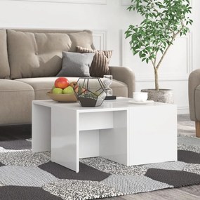Mesas de centro 4pcs derivados de madeira branco brilhante