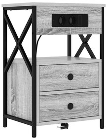 Armário de Cabeceira 2 pcs Sonoma cinzento 40 x 31 x 60 cm