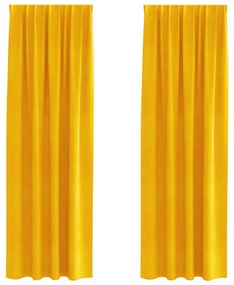 Cortinas Blackout vidaXL com fita superior 2 pcs Amarelo Mostarda Velu