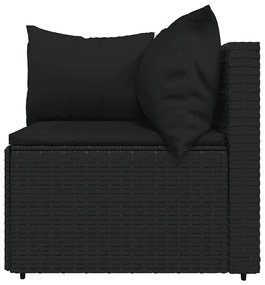 4 pcs conjunto lounge de jardim c/ almofadões vime PE preto