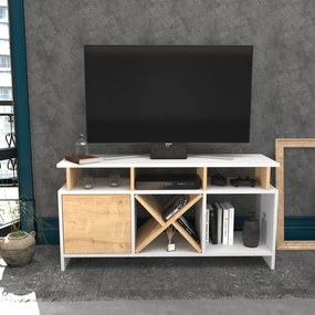 Móvel TV Auburn – Branco Carvalho – 120 cm x 29,9 cm x 60,6 cm