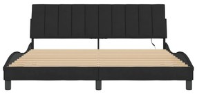 Estrutura de cama com luzes LED 180x200 cm veludo preto