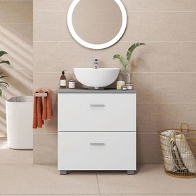 Armário casa de banho de lavatório (NÃO INCLUIDO) 30 x 60 x 63,8 cm com 2 gavetas grandes Cinzento e branco