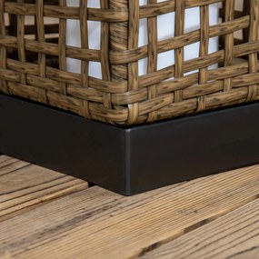 Candeeiro Solar de Jardim em Vime Sintético – 15,5x15,5x46 cm – Marrom