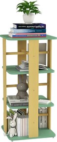 Estante infantil com rodas 48C x 48L x 99,5A cm, estante para livros infantis de 3 níveis para sala de jogos, quarto de criança, verde