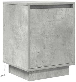 Mesas cabeceira c/ luzes LED 2 pcs 38x34x50 cm cinzento-cimento