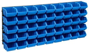 48 pcs Kit caixas arrumação com painéis de parede azul e preto