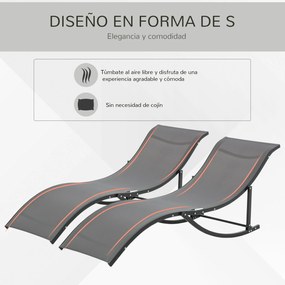 Outsunny Conjunto 2 Espreguiçadeiras Ergonômicas Dobráveis em Forma de