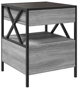 Mesa de centro luzes LED Infinity 40x40x51 cm cinzento sonoma