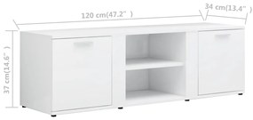 Móvel de TV Lokise de 120 cm - Branco Brilhante - Design Nórdico