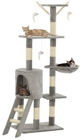 Árvore para gatos c/ postes arranhadores sisal 138 cm cinzento