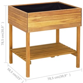 Vaso de jardim elevado 78,5x58,5x78,5 cm madeira acácia maciça