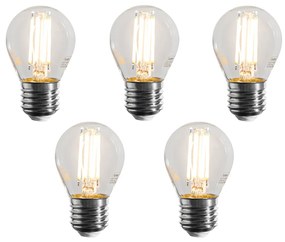 Conjunto de 5 lâmpadas de filamento LED E27 reguláveis G45 transparentes 4W 470 lm 2700K