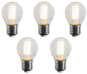 Conjunto de 5 Lâmpadas LED de Filamento E27 Reguláveis G45 Transparentes 4W 470 lm 2700K