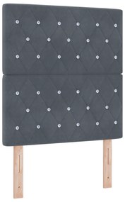 Cabeceira vidaXL Com Botão de Cristal Tuftado Cinza Escuro 80 cm Velud