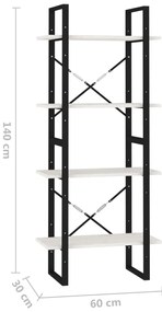 Estante com 4 prateleiras 60x30x140 cm pinho maciço branco