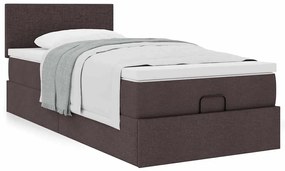 Cama otomana com colchão 90x200 cm tecido castanho escuro