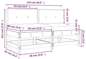 Sofás de centro com almofadões 2 pcs pinho impregnado
