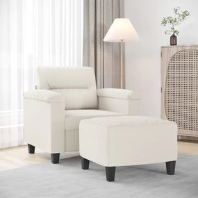 vidaXL Poltrona com apoio de pés couro artificial 60 cm cor creme