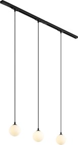Sistema de calhas de iluminação moderno preto com 3 candeeiros suspensos brancos 1-Fase - Iconic Perle