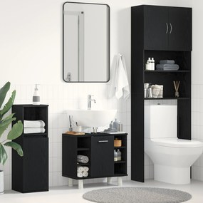Armário de Banheiro vidaXL Preto Carvalho 60x32x54 cm Madeira Engenhar