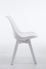 Cadeira de cozinha e sala de jantar Borneo V2 em couro sintético com estrutura branca 48 x 84 x 41,5 cm Branco