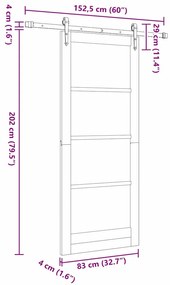 Porta de Correr vidaXL com Conjunto de Hardware 'ORKDAL'83x202 cm