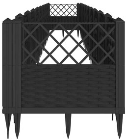 Vaso/floreira de jardim c/ estacas 363,5x43,5x43,5 cm PP preto