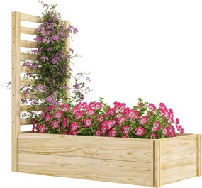 Floreira com treliça, floreira de jardim, 115 x 60 x 110 cm, efeito de madeira natural