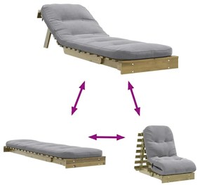 Sofá-cama futon c/ colchão 60x206x11cm madeira pinho impregnada