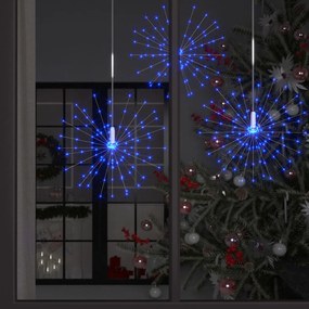 vidaXL Iluminação fogo de artifício exterior 2 pcs 280 LED 20 cm azul