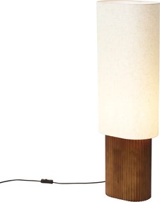 Candeeiro de Pé Japandi Madeira de Nogueira com Abajur de Tecido 90cm - Lamel