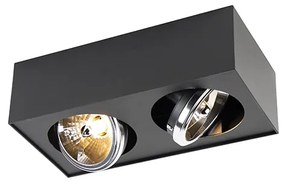 Foco quadrado preto 2 luzes - Kaya Moderno