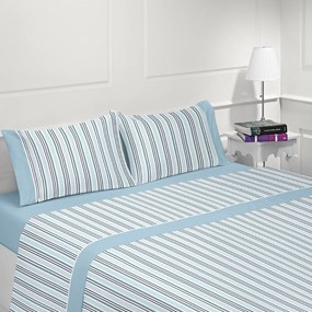 Jogo de lençóis 100% algodão - MAFRA AZUL da Casa&Algodão: Para cama 90cm - 1 lençol superior 180 x 290 cm + 1 lençol de baixo 180 x 290 cm + 1 fronha almofada 50x70 cm