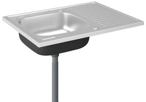 Lava-louça cozinha + escorredor 800x600x155mm aço inox prateado