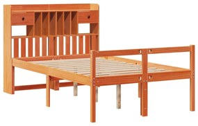 Cama c/ estante sem colchão 120x200cm pinho maciço castanho-mel