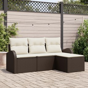 Conjunto de Sofá de Jardim vidaXL de 4 peças com Almofadas Castanho Ra