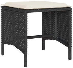 6 pcs conjunto sofás de jardim c/ almofadões vime PE preto